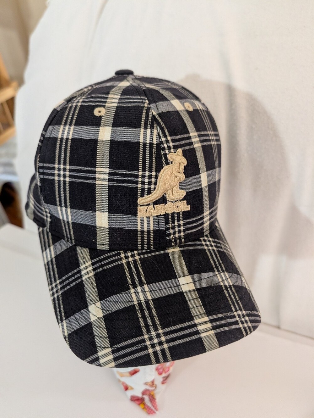 Kangol Black & Cream FlexFit Plaid Baseball Cap